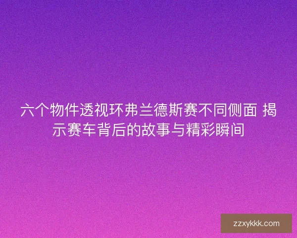 六个物件透视环弗兰德斯赛不同侧面 揭示赛车背后的故事与精彩瞬间